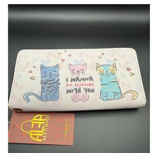 Wallet Zipper Pouch Cute Cat Print Women's Accessory